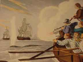 Early picture of firing a harpoon, 1813