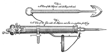 Staghold's swivel gun and harpoon, 1772
